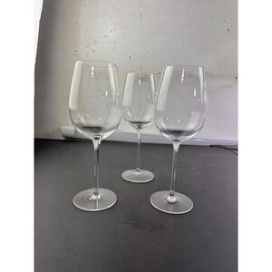 Set of 3 Clear Glass Wine Glasses Tall Stemware Elegant Drinkware